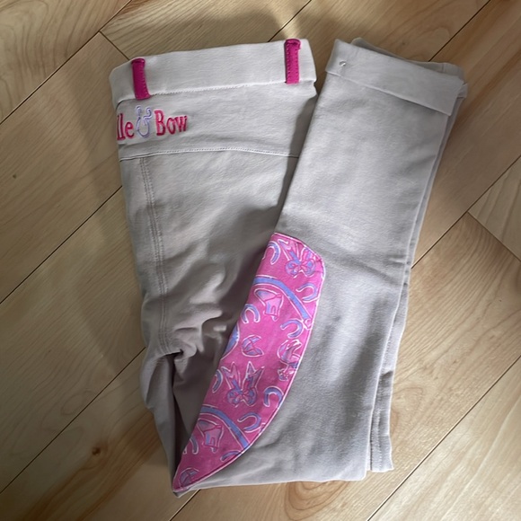 Belle & Bow Tan & Pink Schooling Jodhpurs - Picture 2 of 4